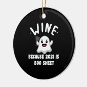 Wein, denn 2021 ist Booblätter Ghost Drink Keramik Ornament (Links)
