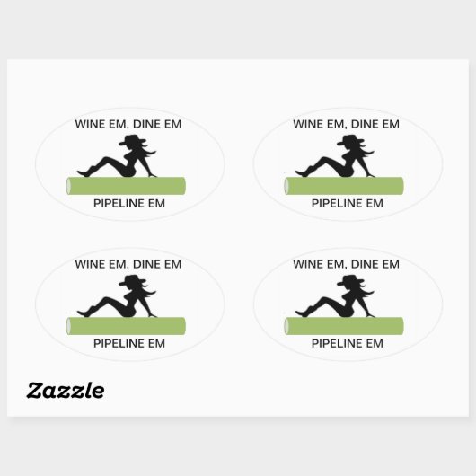 Wein, Dine und Pipeline Ovaler Aufkleber (Blatt)