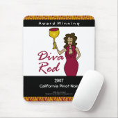 Wein-Diva, Diva-roter kundenspezifischer Mousepad (Mit Mouse)