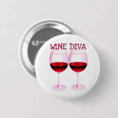 "WEIN-DIVA-" SPASS-ROTWEIN-DRUCK BUTTON (Vorne & Hinten)