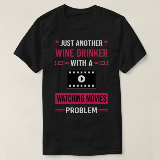Wein Drinker Watching Film T-Shirt (Design vorne)