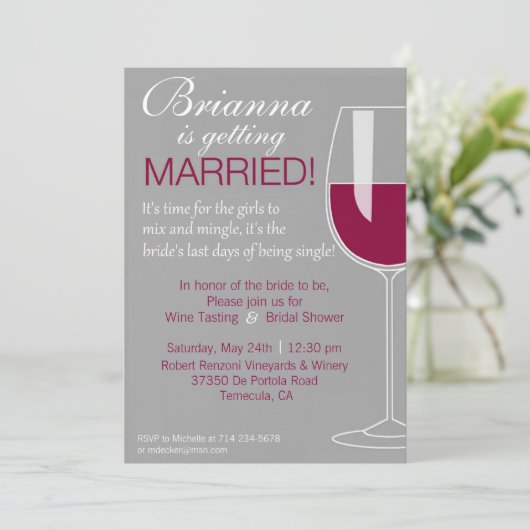 Wein-Dusche Einladung (Stehend Vorderseite)