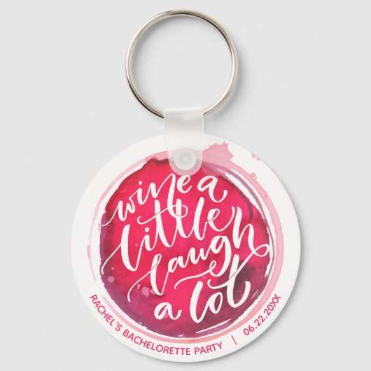 Wein ein wenig lachen ein viel Party Keepake Schlüsselanhänger (Rückseite)