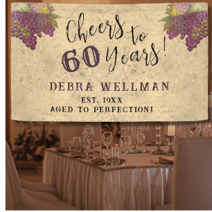 Wein Elegant 60. Geburtstag Prost auf 60 Jahre Banner