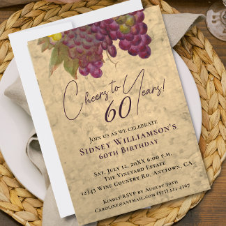 Wein Elegant 60. Geburtstag Prost auf 60 Jahre Einladung