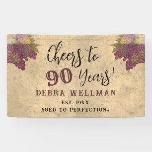 Wein Elegant 90. Geburtstag Prost auf 90 Jahre Banner