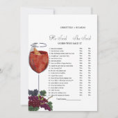 Wein Er sagte, sie sagte, Brautparty-Spielkarte Ankündigung (Vorderseite)