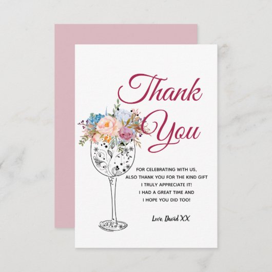 Wein, erwachsen, danke Karte (Vorne/Hinten)