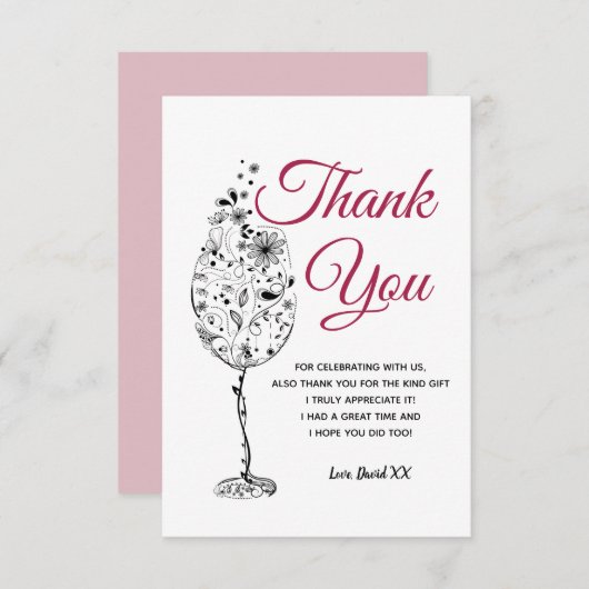 Wein, erwachsen, danke Karte (Vorne/Hinten)