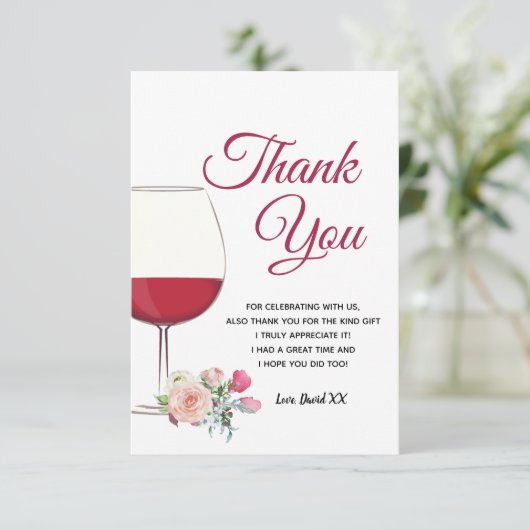 Wein, erwachsen, danke Karte (Stehend Vorderseite)