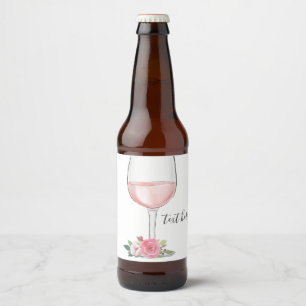 Wein, Erwachsenengeburtstag, Hochzeit, Blumen Bierflaschenetikett