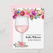 Wein, Erwachsenengeburtstag, Hochzeit, Blumen Einladungspostkarte (Vorne/Hinten)