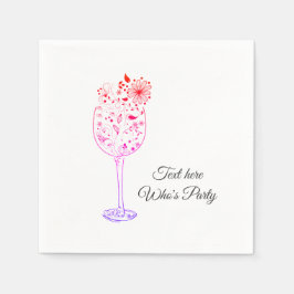 Wein, Erwachsenengeburtstag, Hochzeit, Blumen Serviette