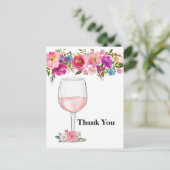 Wein, Erwachsenengeburtstag, Hochzeit, Blumendanke Einladungspostkarte (Stehend Vorderseite)