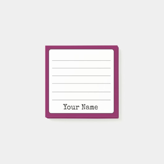 Wein farbig Retro Fügen Sie Ihren Namen in die Lin Post-it Klebezettel (Vorderseite)