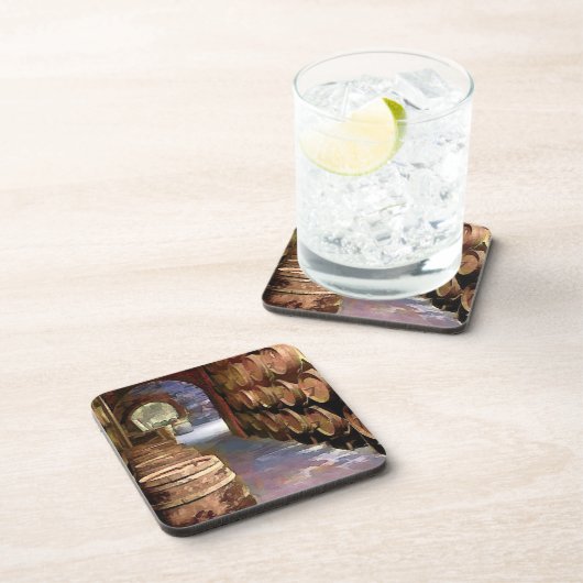 Wein-Fässer im Weinkeller Getränkeuntersetzer (Rechte Seite)