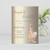 Wein Flasche Glas Champagner Brautparty Einladung (Stehend Vorderseite)