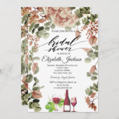 Wein Flasche Glas Chic Blume Brautparty Einladung (Vorne/Hinten)