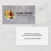 Wein Flasche Glas Trauben und Käse Visitenkarte (Vorne/Hinten)