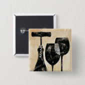 Wein-Flasche mit zwei Gläsern Button (Vorne & Hinten)
