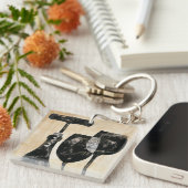 Wein-Flasche mit zwei Gläsern Schlüsselanhänger (Vorderseite rechts)