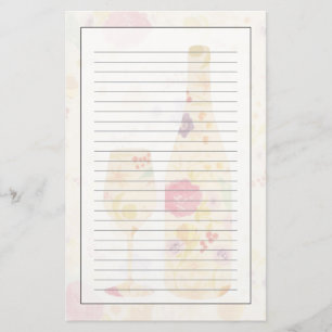 Wein-Flasche und Glas Briefpapier