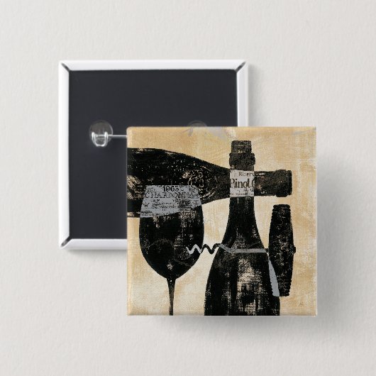 Wein-Flasche und Glas Button (Vorne & Hinten)