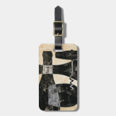 Wein-Flasche und Glas Gepäckanhänger (Vorderseite vertikal)