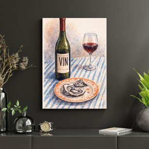 Wein Flasche und Glas Wandkunst Druck – Vintage Ro Poster