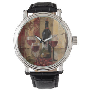 Wein-Flasche und Wein-Gläser Armbanduhr
