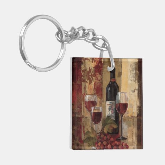 Wein-Flasche und Wein-Gläser Schlüsselanhänger (Vorderseite links)