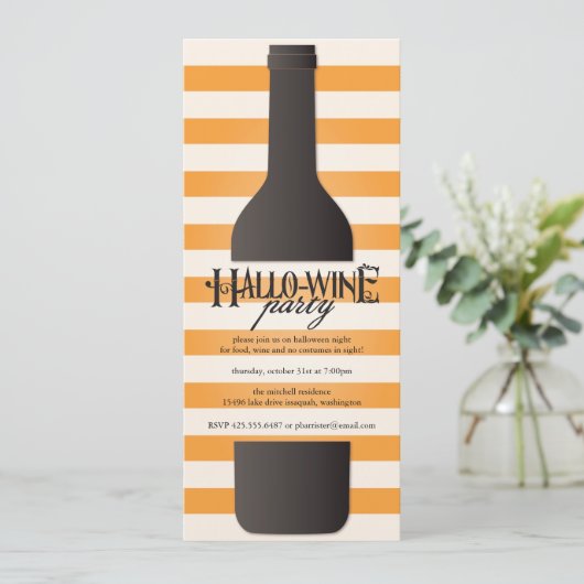 Wein-Flaschen-Halloween-Party-Einladung Einladung (Stehend Vorderseite)