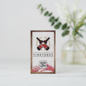 Wein Flaschen Logo | Marmor | QR Code Visitenkarte (Stehend Vorderseite)