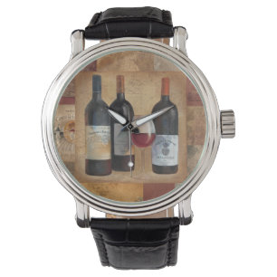 Wein-Flaschen mit Glas Armbanduhr