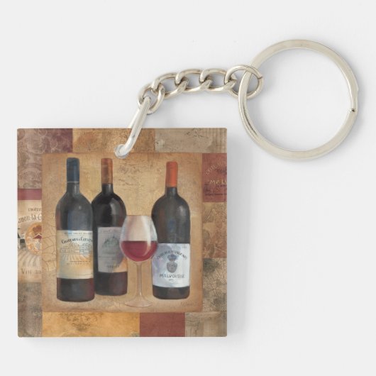 Wein-Flaschen mit Glas Schlüsselanhänger (Rückseite)