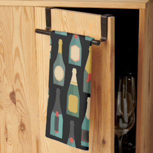 Wein Flaschen Schwarz Küchentuch