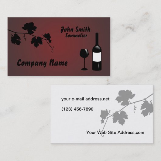 Wein-Flaschen-Traubenrebe Silhouette Visitenkarte (Vorne/Hinten)