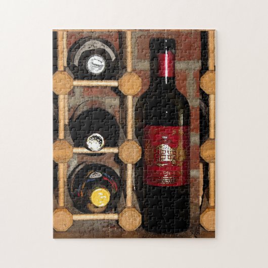 Wein-Flaschen und Gestell-rotes schwarzes Puzzle (Vertikal)