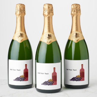 Wein Flaschenetikett mit Trauben Schaumweinetikett