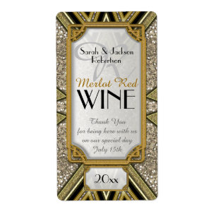 Wein Flaschenetiketten   Gold+Taupe+Schwarze Art D