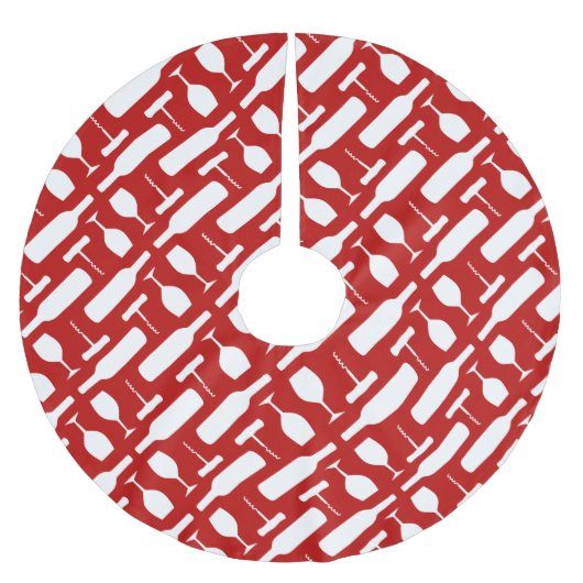 Wein-Flaschenglas-und Korkenzieher-Muster Polyester Weihnachtsbaumdecke (Vorderseite)