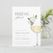 Wein & Florals Minimalistisch Bridal Dusche Einlad Einladung (Stehend Vorderseite)