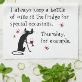 Wein für Besondere Anlass Funny Cat Geschirrtuch (Gefaltet)