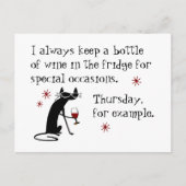 Wein für Besondere Anlass Funny Cat Postkarte (Vorderseite)
