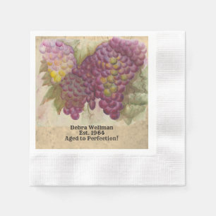 Wein Geburtstag Aquarell Trauben gereift bis zur V Serviette