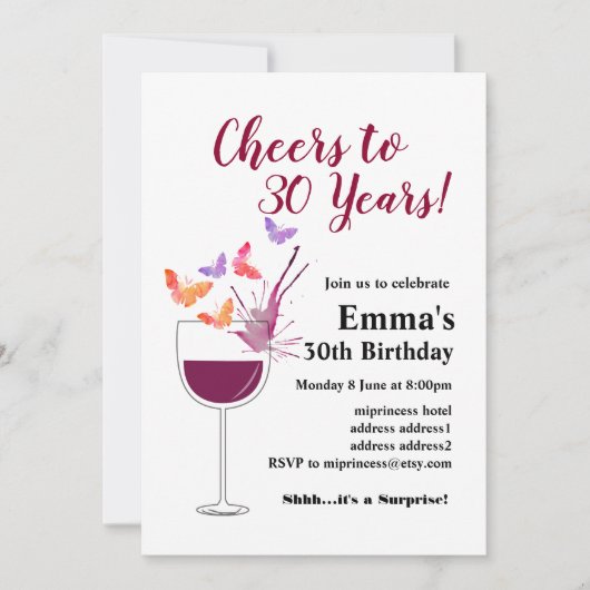 Wein Geburtstagseinladung, Fröhlich! Einladung (Vorderseite)