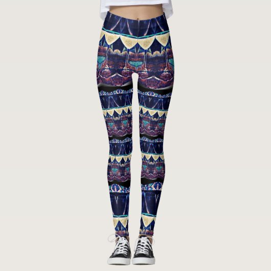 Wein Gemusterte Leggings (Vorderseite)