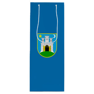 Wein-Geschenktasche mit Flagge von Zagreb, Kroatie Geschenktüte Für Weinflaschen