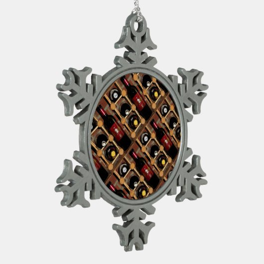 Wein-Gestell abstrakt Schneeflocken Zinn-Ornament (Links)