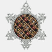 Wein-Gestell abstrakt Schneeflocken Zinn-Ornament (Vorderseite)
